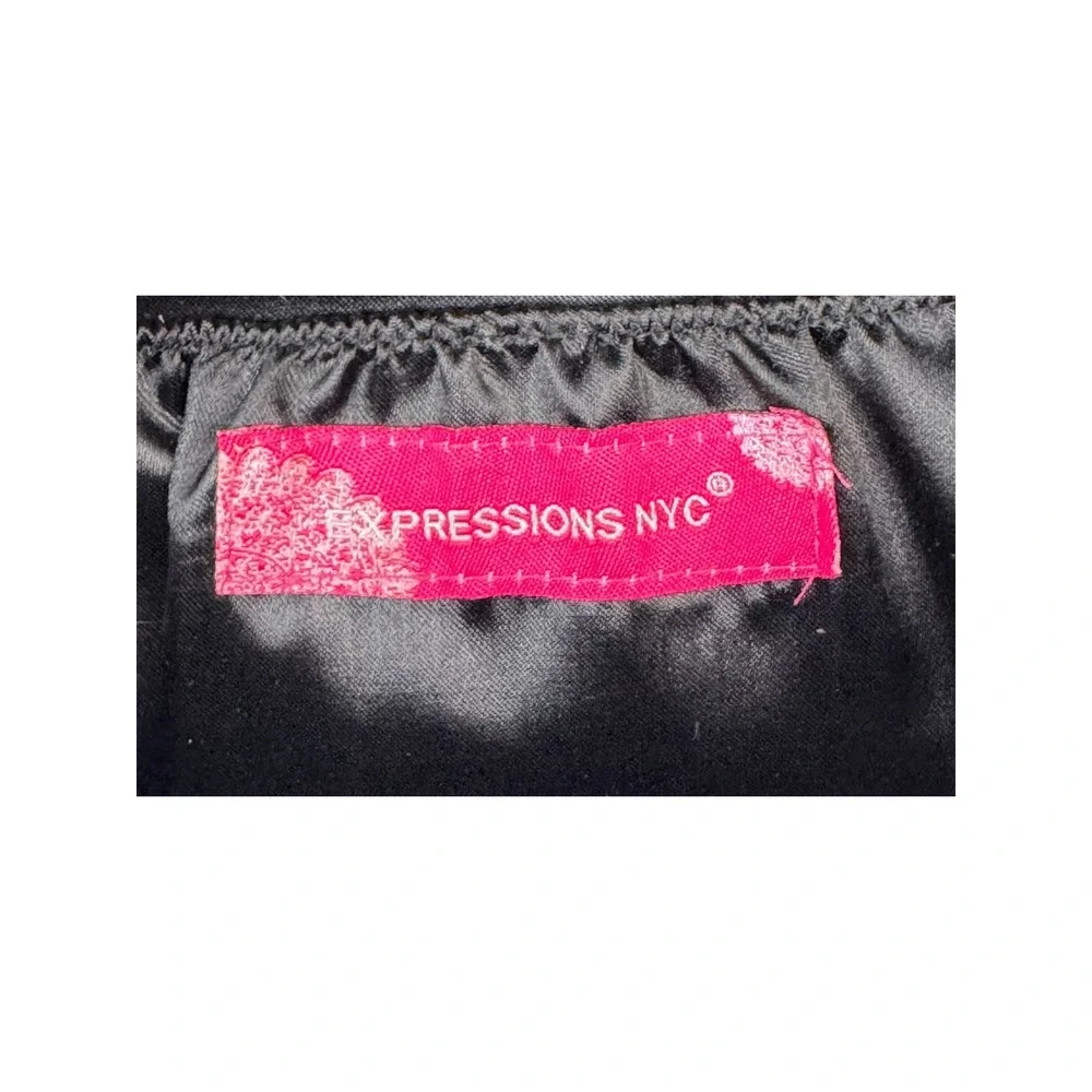 Expressions NYC‎ Black Rose Satin Evening Bag Party Clutch Chain Strap
